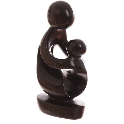 Shona Tribe Serpentine Stone Mother and Child - Spiral ~7.9" Tall