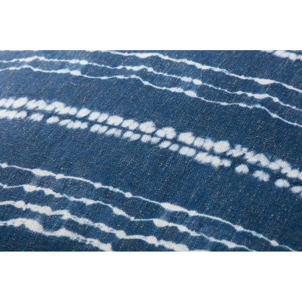 Indigo Coastal Linen Pouf