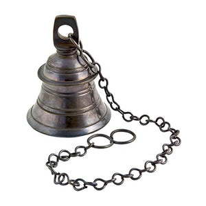 Brass Temple Bell Antique Finish - 2"H, 3"D (17"L)
