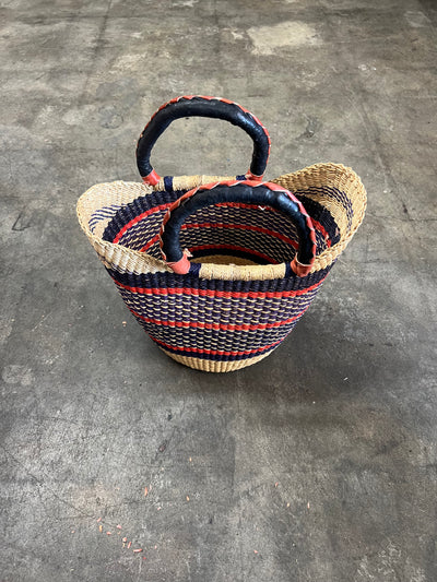 U SHAPED BASKETS W/ LEATHER HANDLES