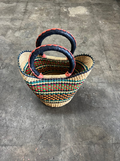 U SHAPED BASKETS W/ LEATHER HANDLES