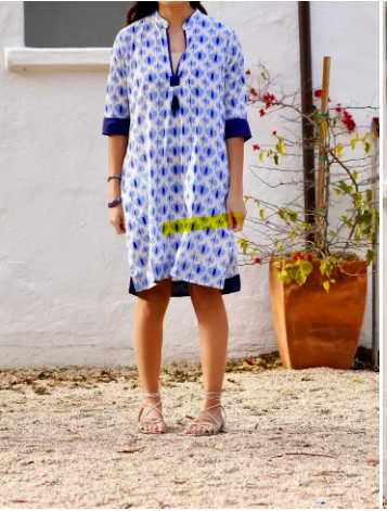 Bea Blue Multi Tunic Dress-Dolma