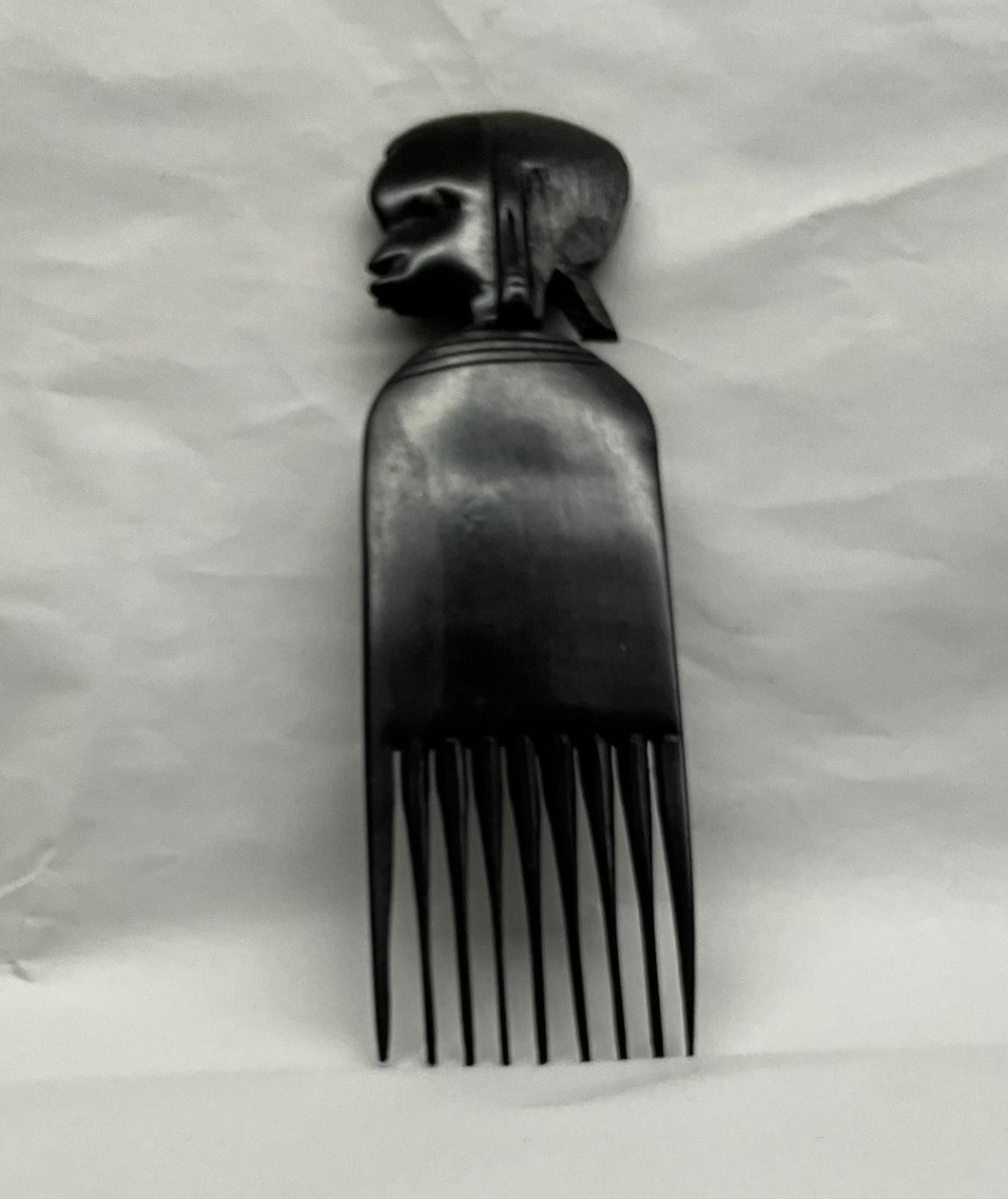Vintage African Hand Carved Wooden Hair Comb-Afro Pick