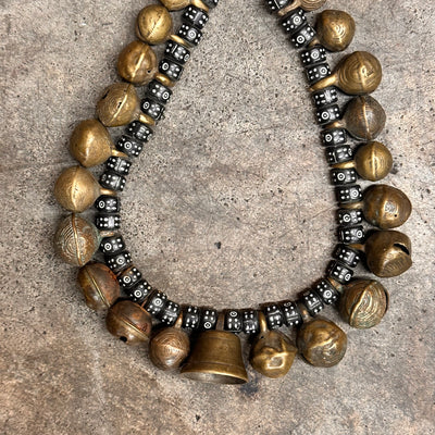 Yoruba African Brass & Beaded Necklace