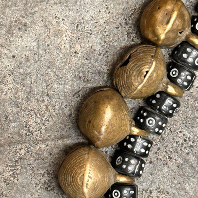 Yoruba African Brass & Beaded Necklace