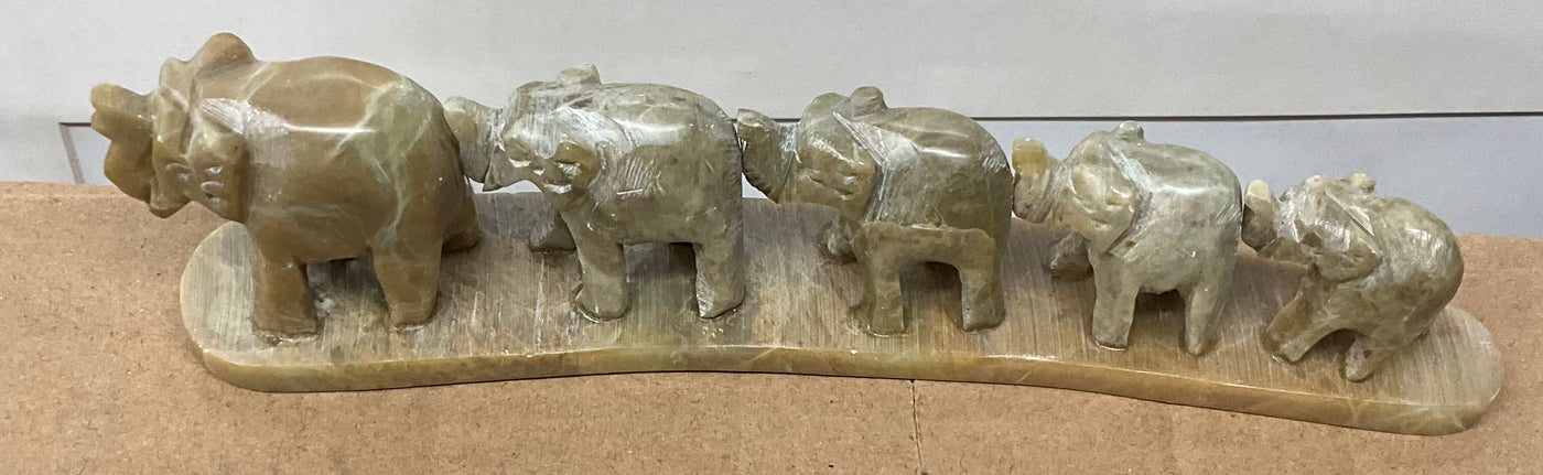 Carved Elephant Family