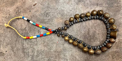 Yoruba African Brass & Beaded Necklace