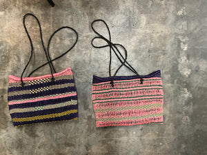 African Woven Handbag -Thin Leather Straps - ASAA Imports
