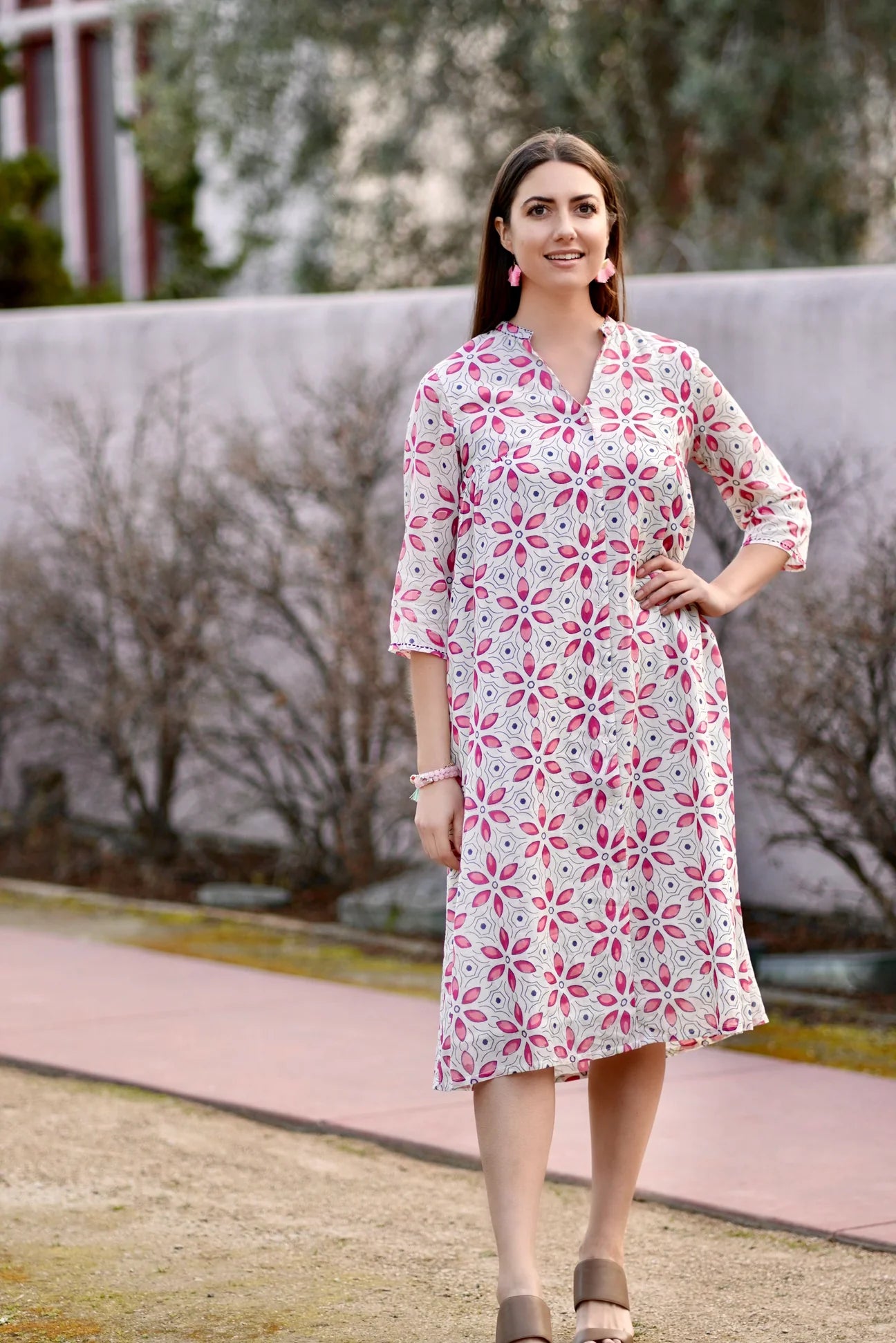 Heather Cotton Dress Pink