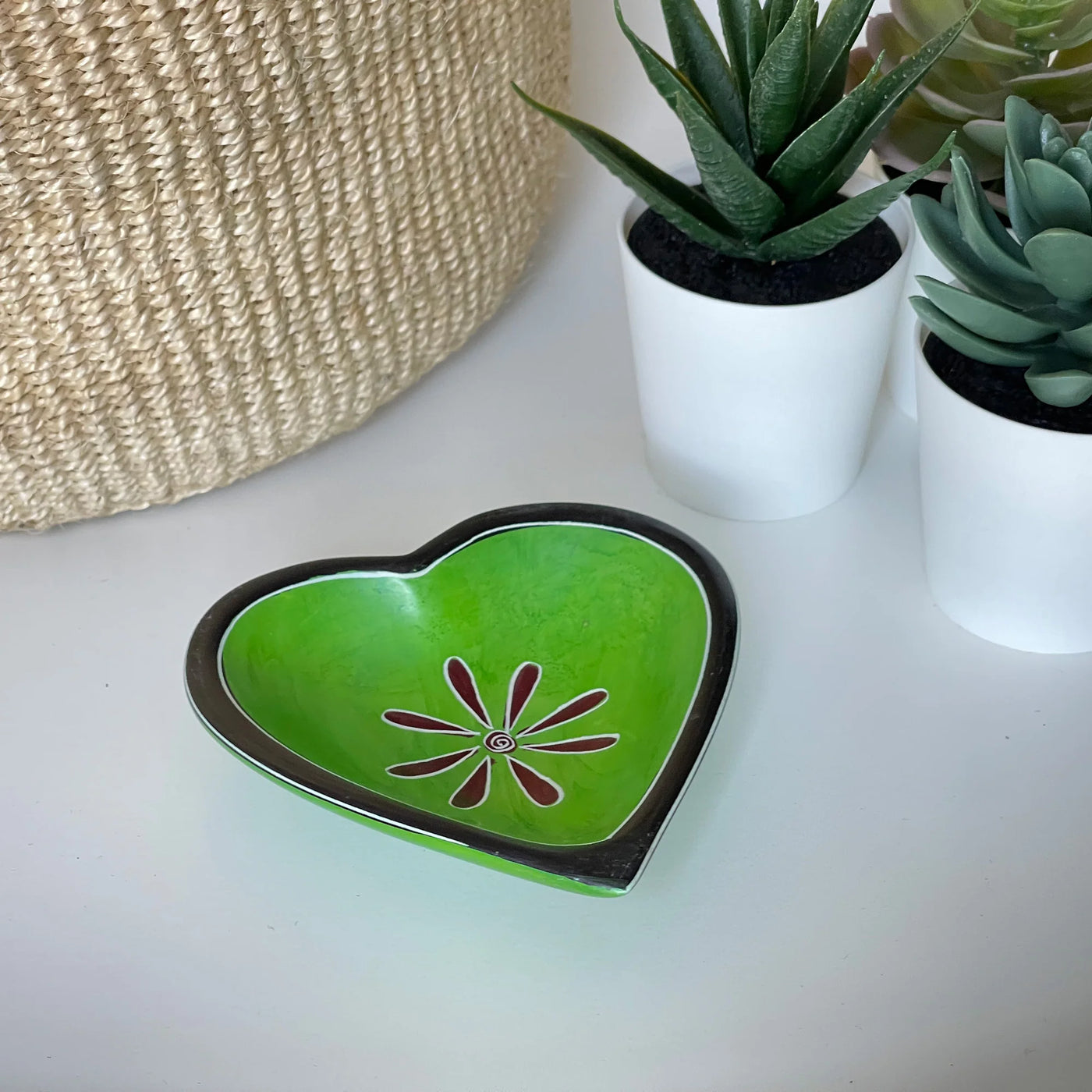 Single Soapstone Heart Bowls - Tribal Design