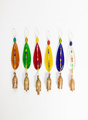 Glass Tear Drops Beads/Bell Set of 6