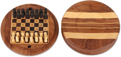 Acacia and Ebony Wood Mini Chess Set