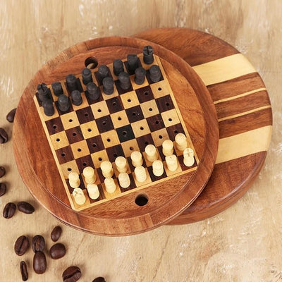 Acacia and Ebony Wood Mini Chess Set