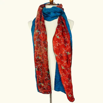 Reverse Sari Scarf Red