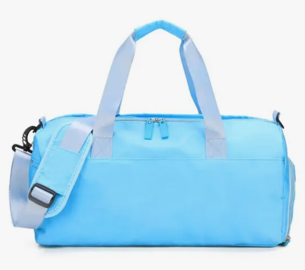 Vinyl Zip Duffel Bag Personalize with Patches (Teal)- Dilworth Road
