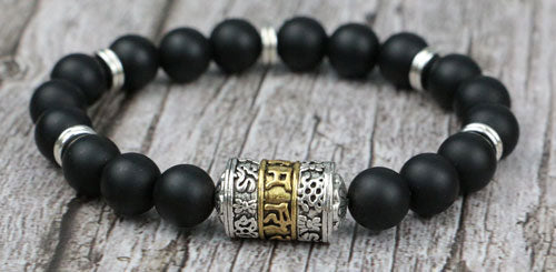 Tibet Blessing Black Prayer Bracelet Silver