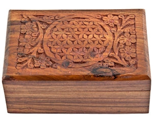Flower of Life Carved Wooden Box