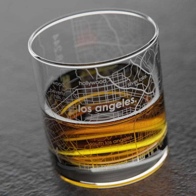 Los Angeles CA Map Rocks Whiskey Glass-Well Told