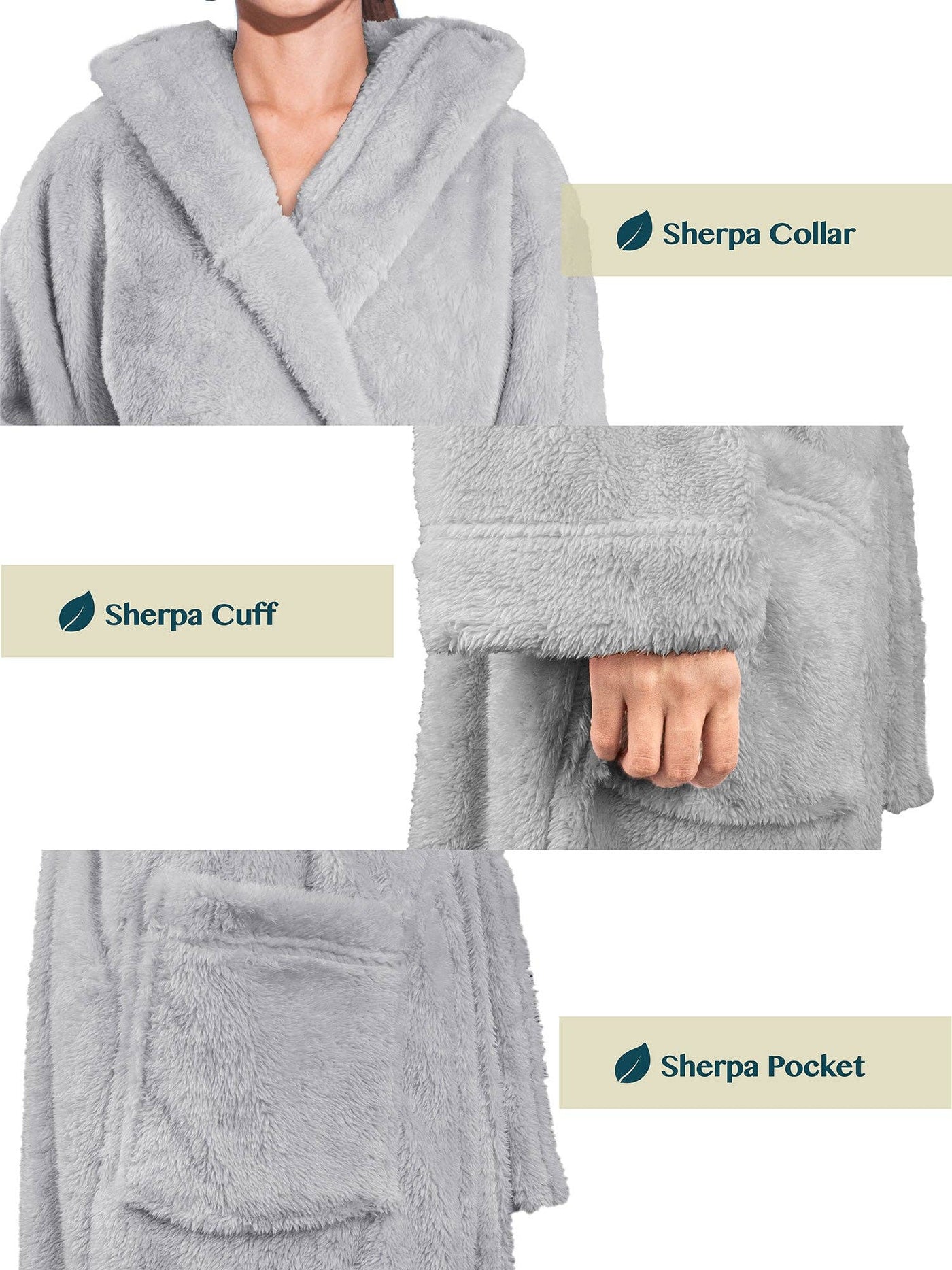 Women's Sherpa Fluffy Robe with Hood - Pavilia