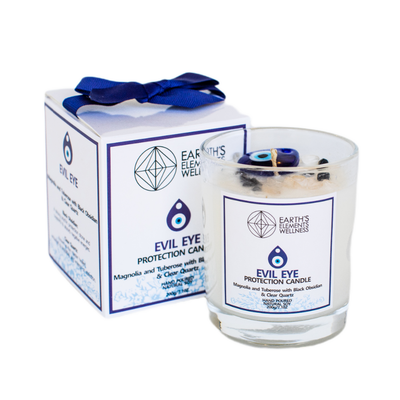 Evil Eye Protection Crystal Candle by Earth's Elements Wellness