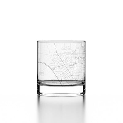 Los Angeles CA Map Rocks Whiskey Glass-Well Told
