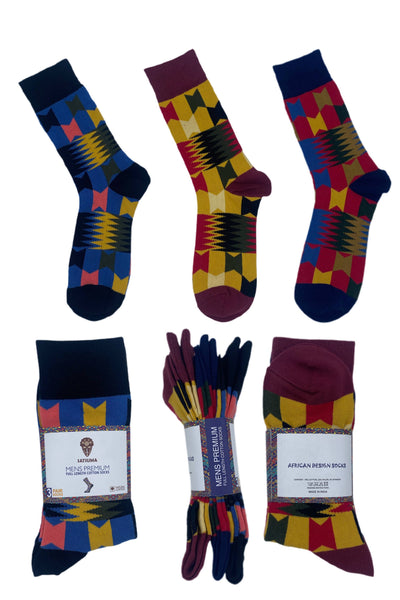 Unisex Kente Design Socks (Pack of 3 Pieces)-Satsuma