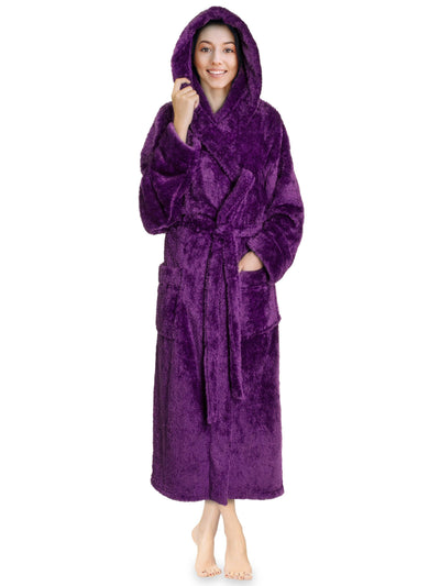 Women's Sherpa Fluffy Robe with Hood - Pavilia