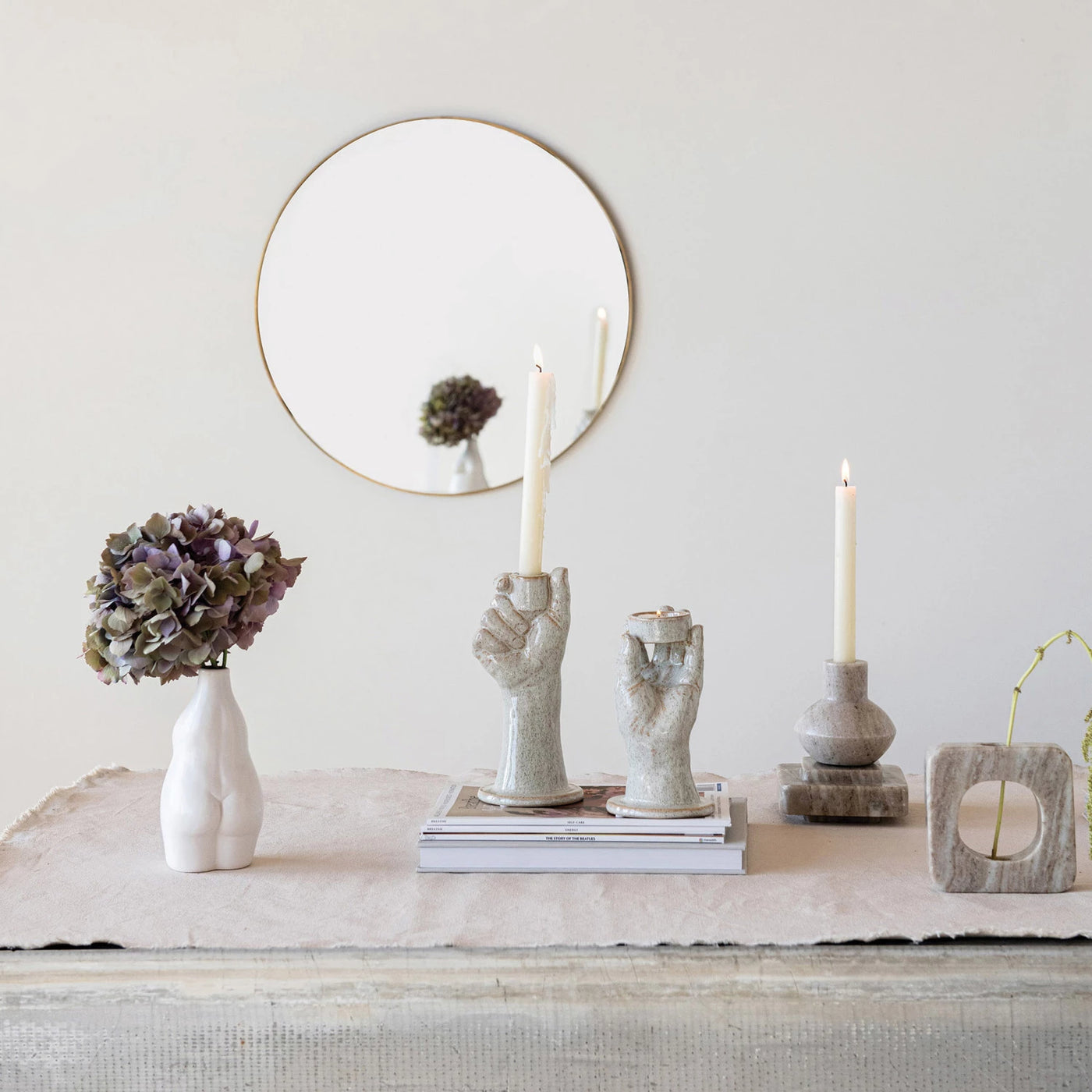 Stoneware Hand Tealight Holder