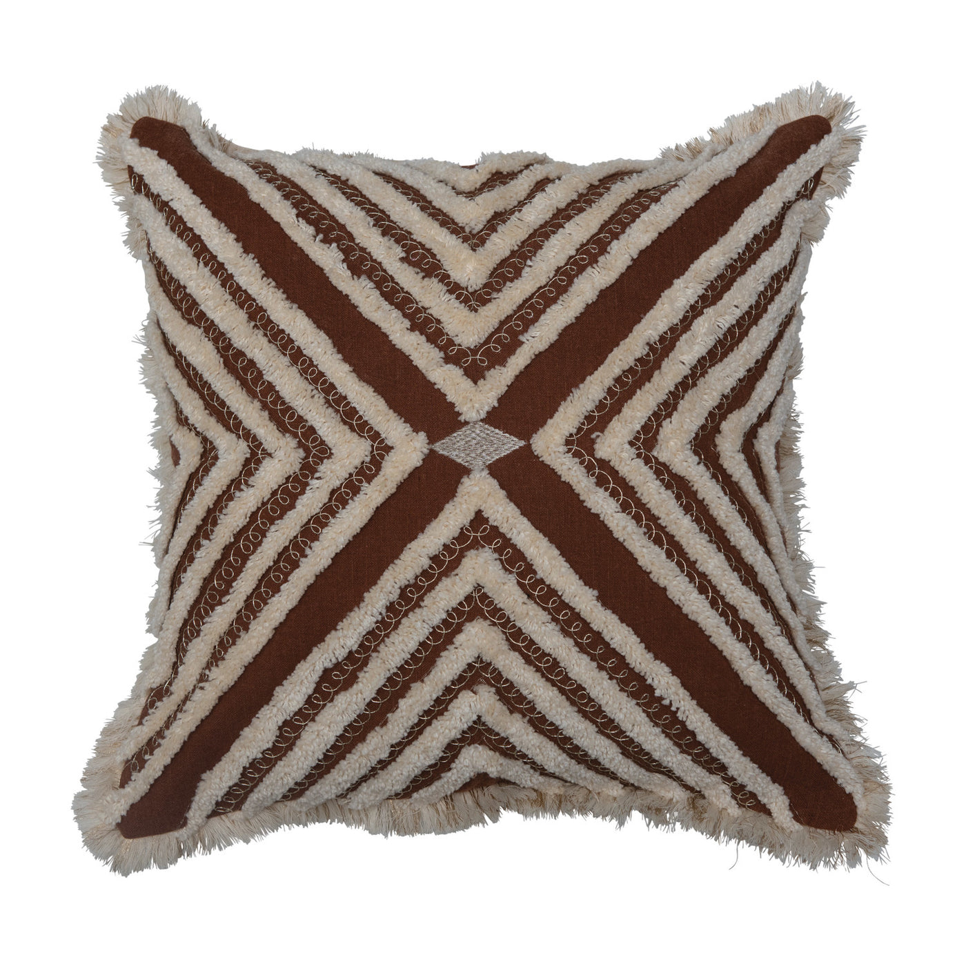 Cotton Tufted with Metallic Embroidery Pillow