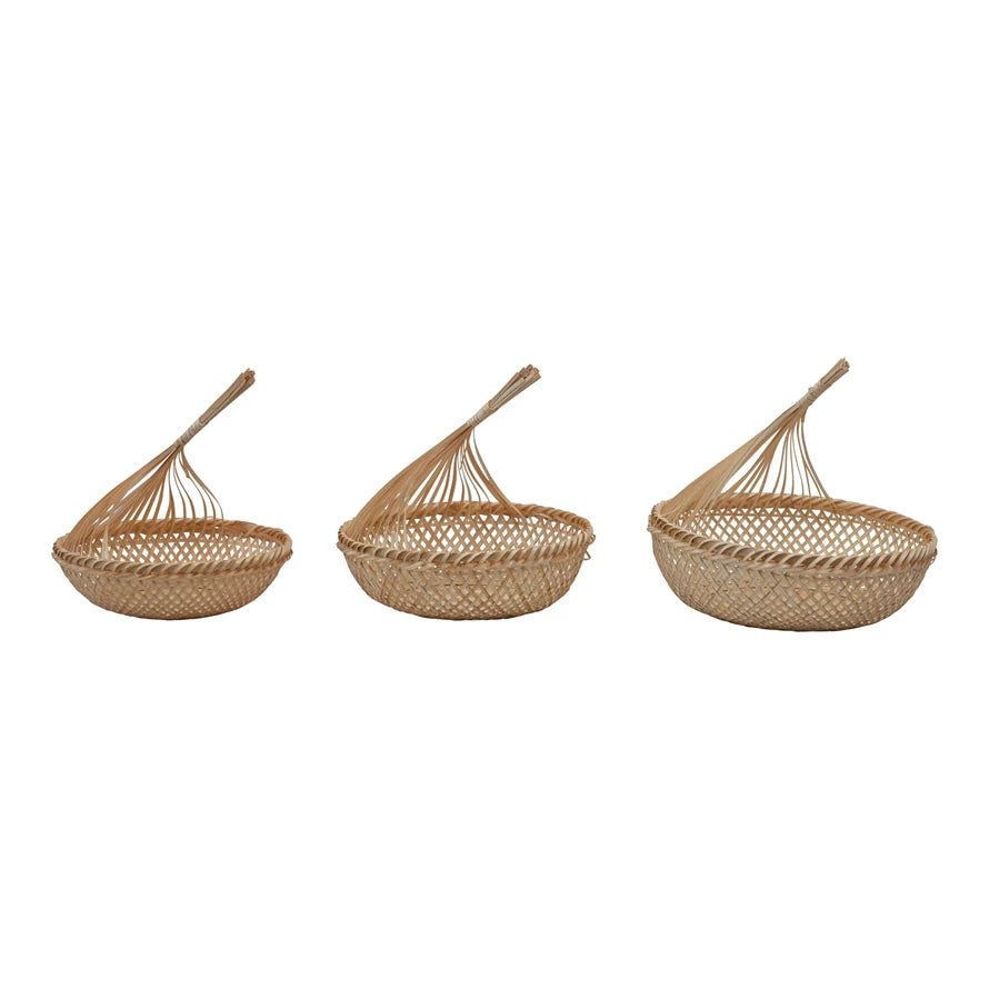 Hand-Woven Seagrass Baskets, Set of 3