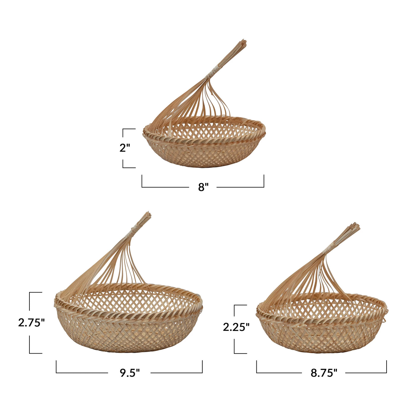 Hand-Woven Seagrass Baskets, Set of 3