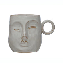 Stoneware Face Mug, Reactive Glaze