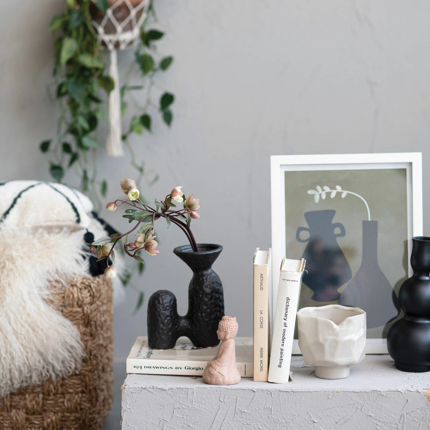 Textured Stoneware Sculptural Vase