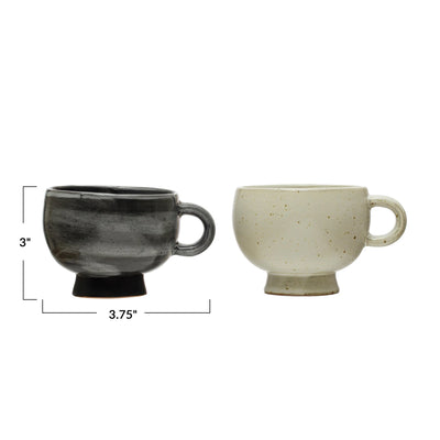 Footed Mug, Reactive Glaze, 2 Colors (Each One Will Vary)