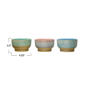 Stoneware Bowl, Reactive Glaze, 3 Colors (Each One Will Vary)