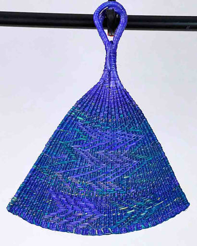 Raffia Hand Fan Accessory Handwoven in Togo - Purple & Blue-The Niger Bend