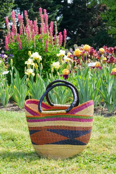Swahili | AFRICAN MODERN - Assorted Ghanaian Wing Shopper with Leather Handles