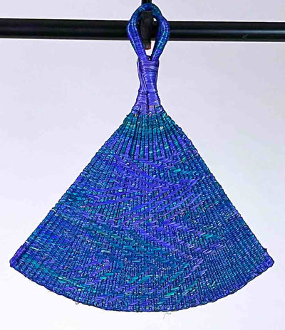 Raffia Hand Fan Accessory Handwoven in Togo - Purple & Blue-The Niger Bend