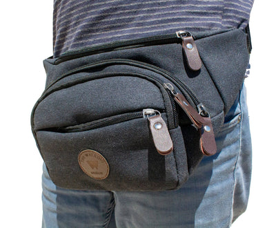 Canvas Unisex Fanny Pack Waist Adjustable Bag Black-Crete Trading Inc.