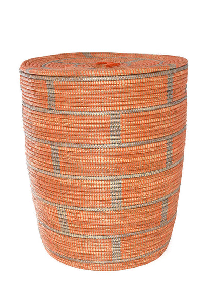 Swahili | AFRICAN MODERN - Set of Three Orange and Silver Brickwork Nesting Hamper Baskets