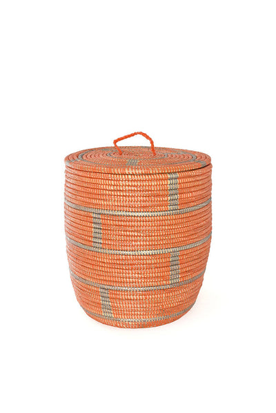 Swahili | AFRICAN MODERN - Set of Three Orange and Silver Brickwork Nesting Hamper Baskets