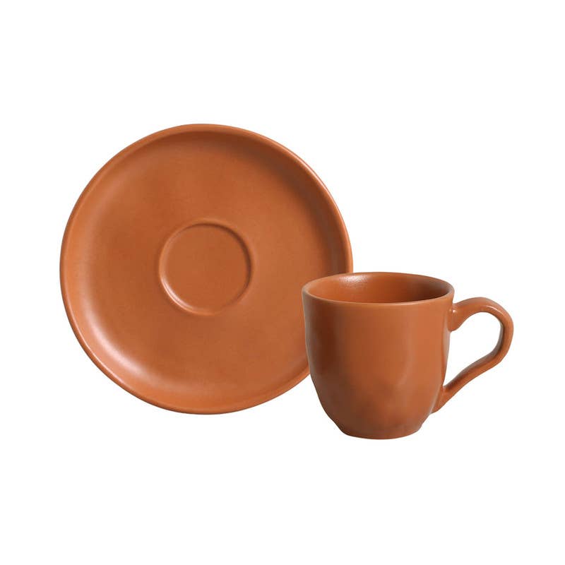 Organic Expresso coffee cup and Saucer 4.06 Oz Terracotta -Porto Brasil