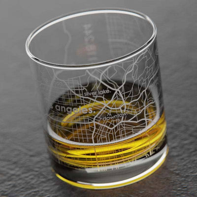 Los Angeles CA Map Rocks Whiskey Glass-Well Told