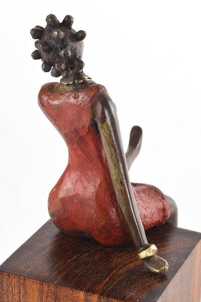 La Femme en Rouge Burkina Bronze Sculpture