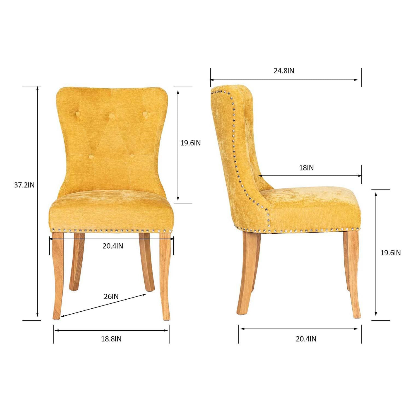 HOMYCASA DESIGN INC - Tufted Side Dining Chair Fabric Solid Wood Legs