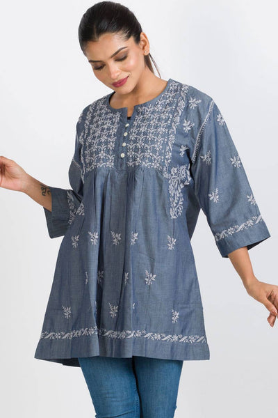 Sevya Handmade - Tarika Silver Chambray Tunic