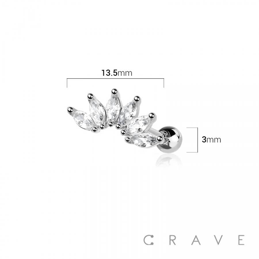 Crave Body Jewelry - Marquise Fan Top 316L SURGICAL STEEL CARTILAGE