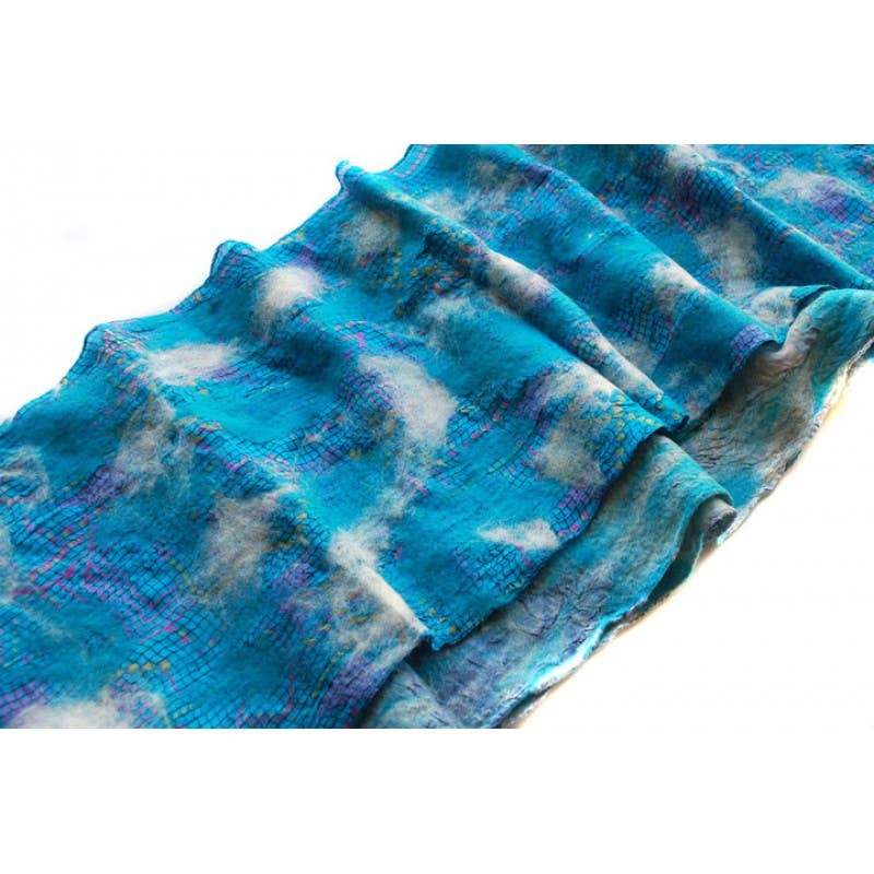 BNB Crafts Inc. - Turquoise and White Felted Vintage Scarves