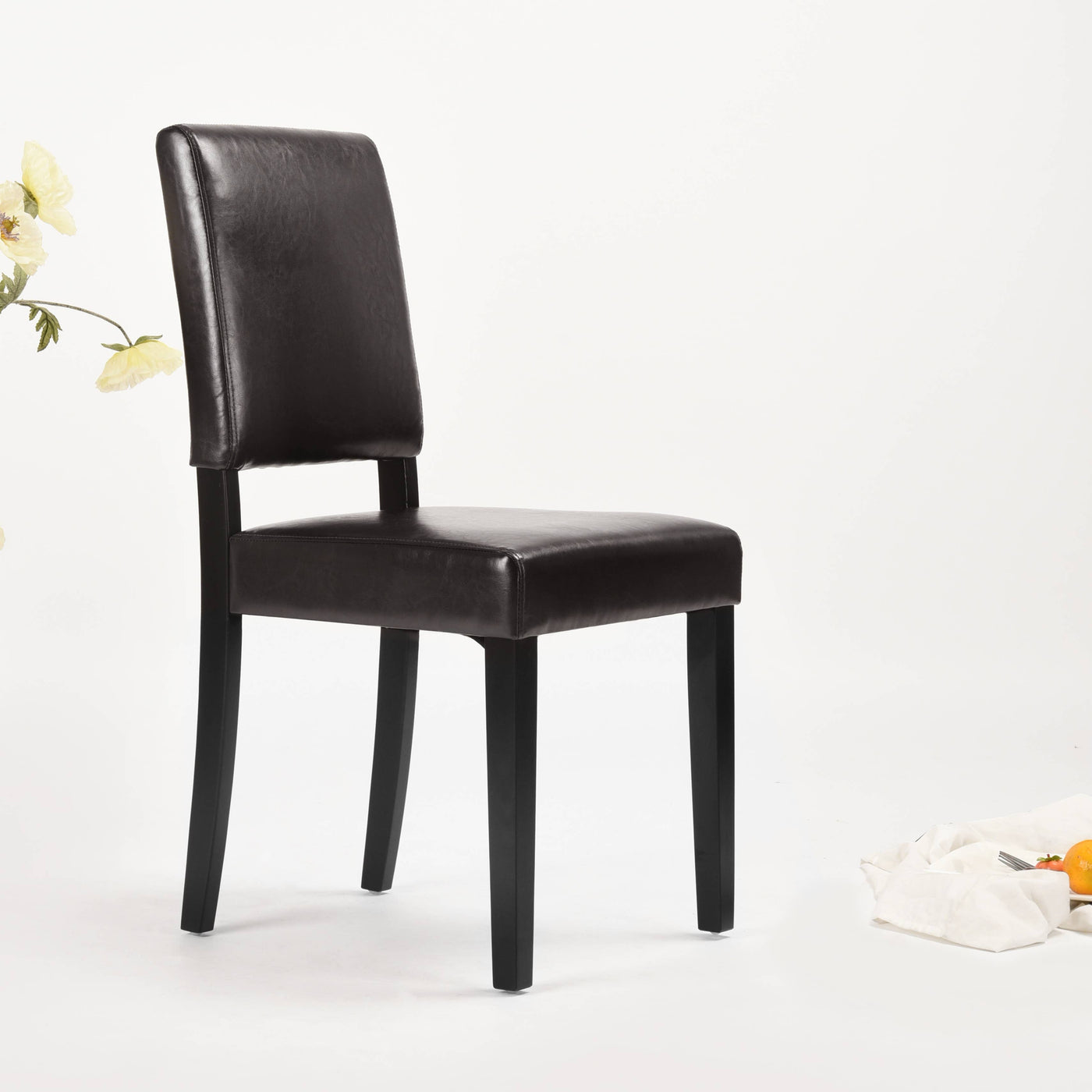 HOMYCASA DESIGN INC - Classic Brown PU Leather Dining Chair