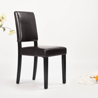 HOMYCASA DESIGN INC - Classic Brown PU Leather Dining Chair